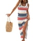 thumbnail image 2 of Vestidos Midi De Mujer Vestidos de playa estampados Vestido casual con cordón Vestido de club dividido alto (Multicolor L) Cgtredaw Para estrenar, 2 of 6