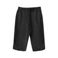 thumbnail image 4 of Dwellite Plus Size Bermuda Shorts for Women Knee Length Cotton Linen Elastic Waist Drawstring Shorts Summer Loose Capri Pant Black M, 4 of 7