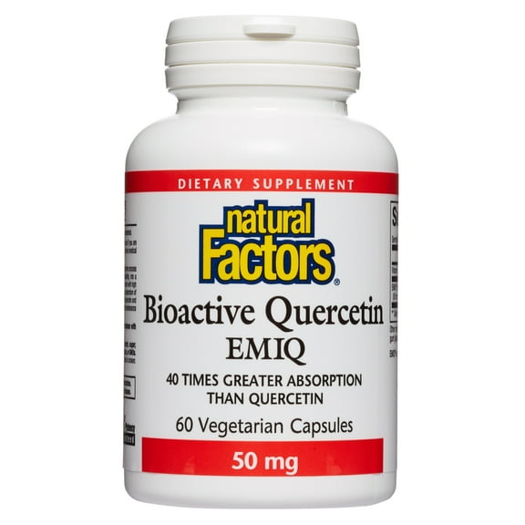 Natural Factors Bioactive Quercetin EMIQ 50 mg with Vitamin C, Supports Sinus, Heart and Immune Health, 60 Capsules