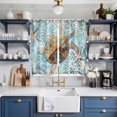 thumbnail image 2 of Sea Turtle Coastal Kitchen Curtains 63 Inch Length, Teal Nautical Starfish Botanical Grommet Top Bedroom Living Room Curtains, Light Filtering Cafe Curtain Drapes 2 Panels Set 84''x63'', 2 of 9