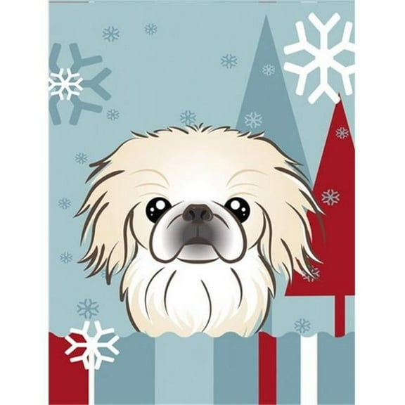 Winter Holiday Pekingese Flag Garden Size