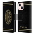 thumbnail image 1 of Head Case Designs Officially Licensed AC Milan Crest Black And Gold Leather Book Wallet Case Cover Compatible with Apple iPhone 13 Mini, 1 of 6