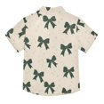 thumbnail image 2 of Dailycode Small Short Sleeve Button Down Shirts Green Bow Casual Shirt 3-10 Years, 2 of 9