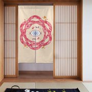 XMXT Japanese Noren Doorway Room Divider Curtain,Evil Pink Cartoon Eye Restaurant Closet Door Entrance Kitchen Curtains, 34 x 56 inches
