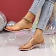 thumbnail image 5 of Qingpeng Womens Transparent Open Toe Sandals Chunky Heel One Line Toe Strap Summer Fashion Clear Shoes Club Party Daily Casual Footwear, 5 of 9