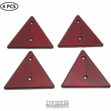 4 x Red Triangle Reflector, Triangle Reflector for Trailer, Screw-in Fixed Reflector Trailer Reflectors, Signal Triangle Reflector, Apply to RV Caravans Trailer Truck