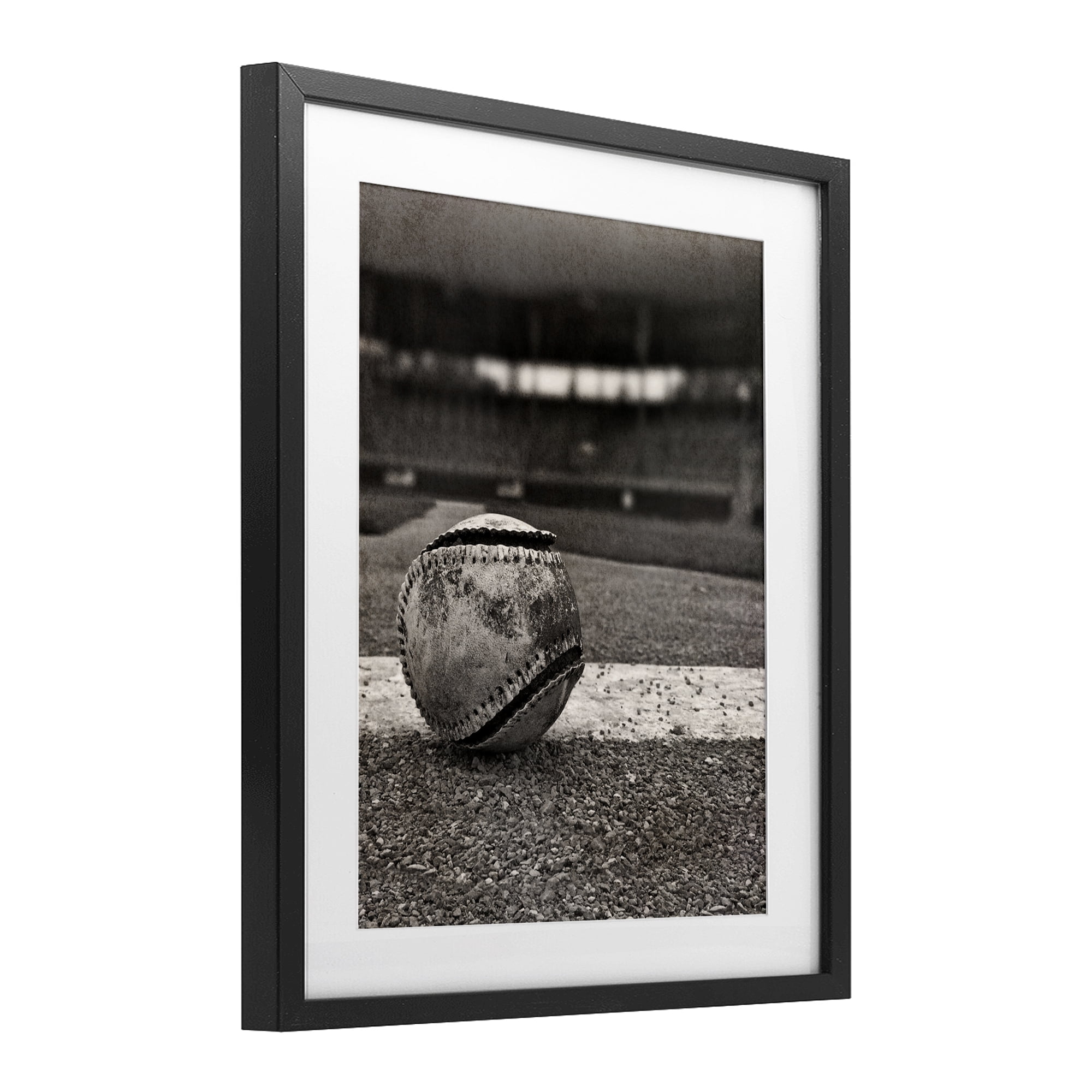 Stupell Industries Vintage Sports Weathered Baseball Black Framed Print Under Glass, design by Marcus Prime