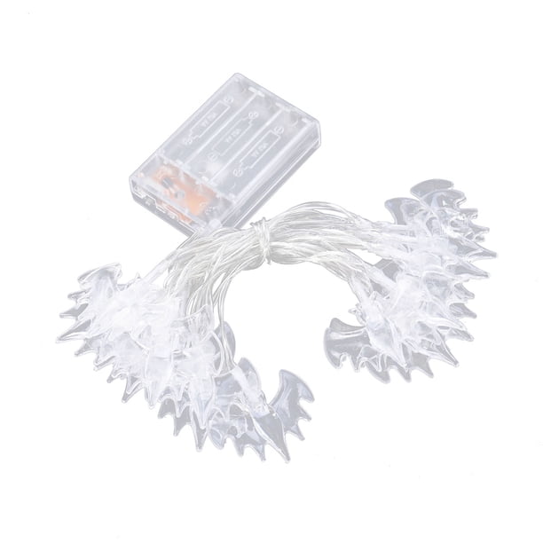 2m 20 LED Murciélago Luces decorativas de cadena de hadas Lámpara de luz interior y exterior de fiesta de Halloween con pilas - Blanco cálido