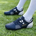 thumbnail image 2 of Men's New Football Shoes, Leather Surface, Waterproof, Anti- and Durable, Casual Sports Shoes, and Comfortable Walking Sneakers for Work, Training, and Outdoor Sports(Blue/43), 2 of 5