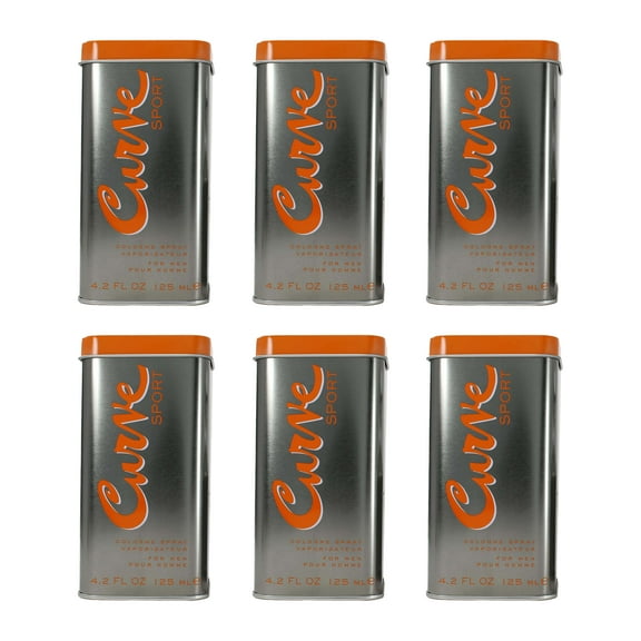 Pack of 6 New Mens Cologne Spray by Curve Sport, Day or Night Fragrance Scent, 4.2 Fl Oz