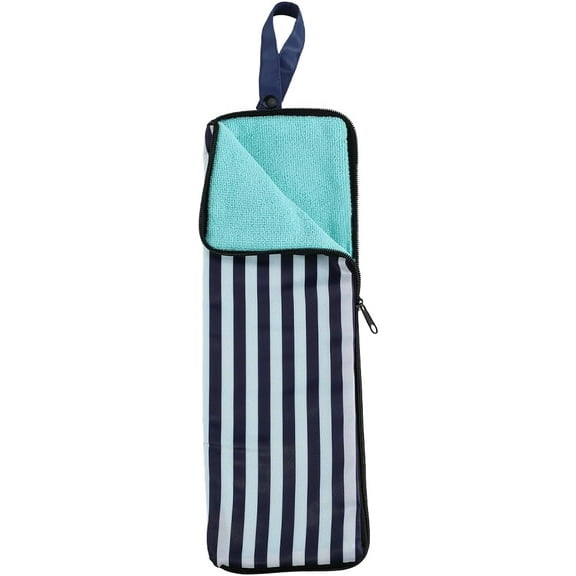 Wet Umbrella Bags Reusable Waterproof Portable Cloth Umbrella Storage Pouches Stripe Pattern Umbrella Case Folding Sleeve Covers Carry Bag for Home Outdoor Travel Blue 19.3 x 5.12 inch