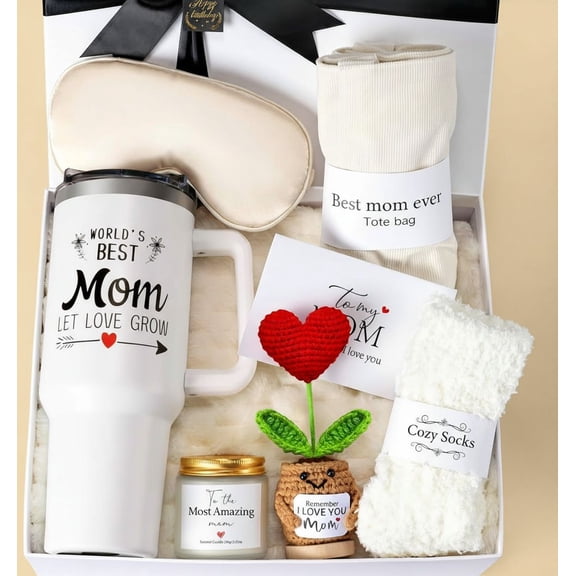 Birthday Gifts for Mom – Luxury Gifts Box Birthday with Candle and Tumbler, Happy Birthday Gift Basket for Women, Perfect Mom Birthday Gifts from Daughter or Son