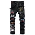 thumbnail image 1 of Men Punk Skinny Hip Hop Jeans Pants, 1 of 1