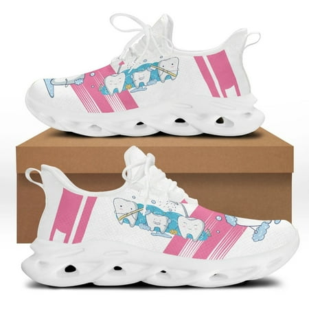

Yikeluo Women White Nursing Dentistry Shoes Cute Cartoon Nurse Doctor Healthcare Brand Design Ladies Mesh Flats Sneaker Zapatill