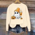 thumbnail image 3 of HomeDM Halloween Sweatshirt for Women Long Sleeve Cute Ghost Crew Neck Pullover Cozy Pumpkin Graphic Casual Fall Tops, 3 of 6