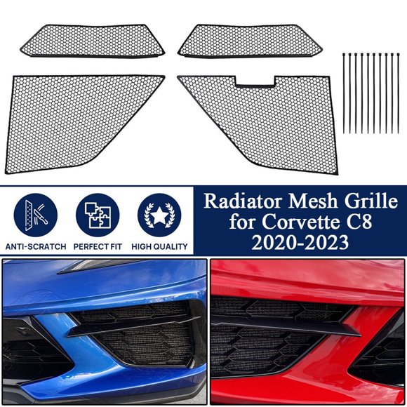 ALLTIMES Radiator Mesh Grille for Corvette C8 2020-2023, Aluminum Durable Black Powder Coated