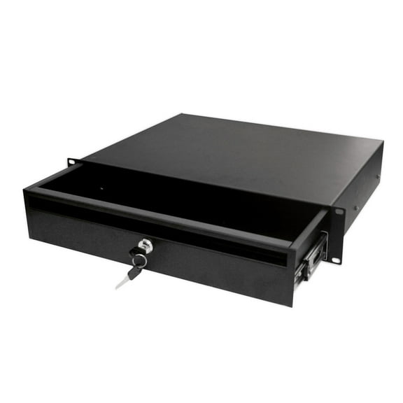 Locking Storage Drawer Shelf, 2U, 19" x 24"D, Black