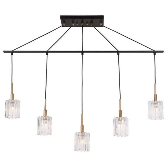 Woodbridge Lighting Candice Frosted Square Metal Linear Pendant in Brass/Bronze