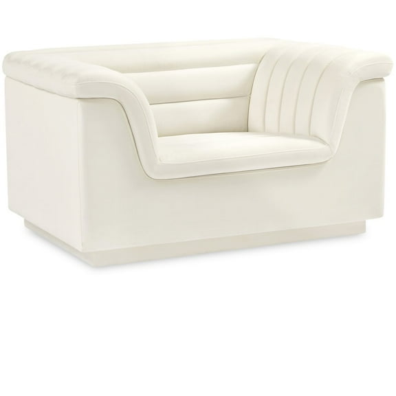 Meridian Furniture Cascade Cream Velvet Fabric Chair