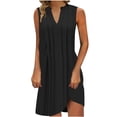 thumbnail image 2 of Robes pour Femmes 2024 Été Ample Décontracté Couleur Unie Col en V Sans Manches Robe d'Été Débardeur 50 % de Réduction!, 2 of 5