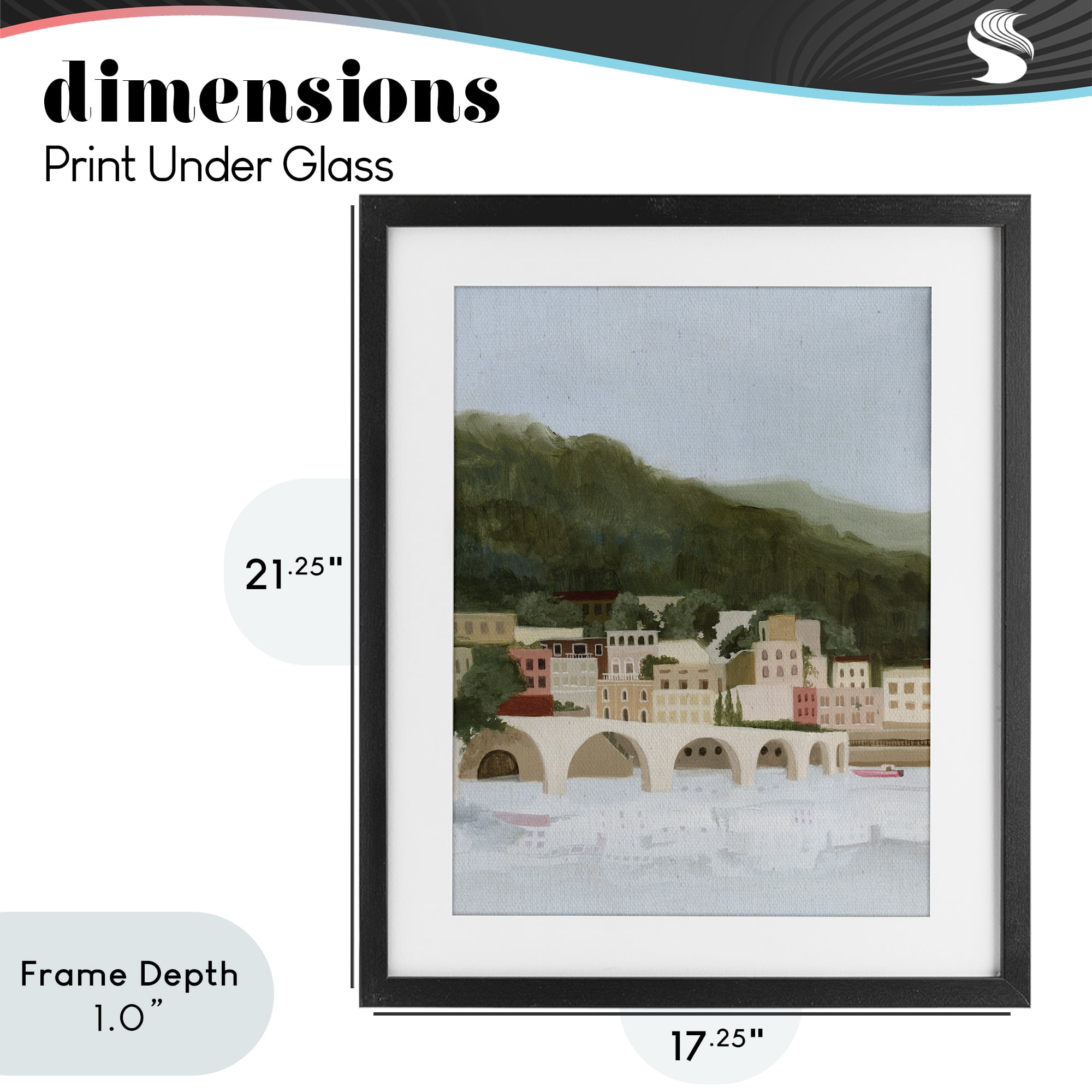 Stupell Industries Coastal Mountains By Sea Black Framed Print Under Glass, design by Grace Popp