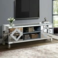 thumbnail image 2 of Modern Mirrored Tv Stand For 65+ Inch Televisions, Silver Console With Open Storage & 2 Compartments, Living Room Tv, 2 Cabinet Console, Element, 2 of 6