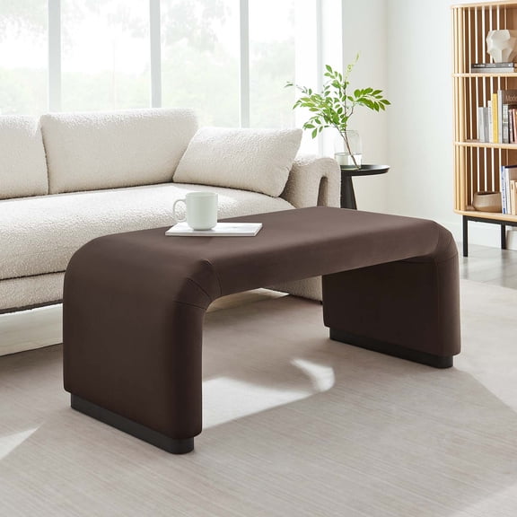 Koda Performance Velvet Waterfall Ottoman in Black Chocolate Brown