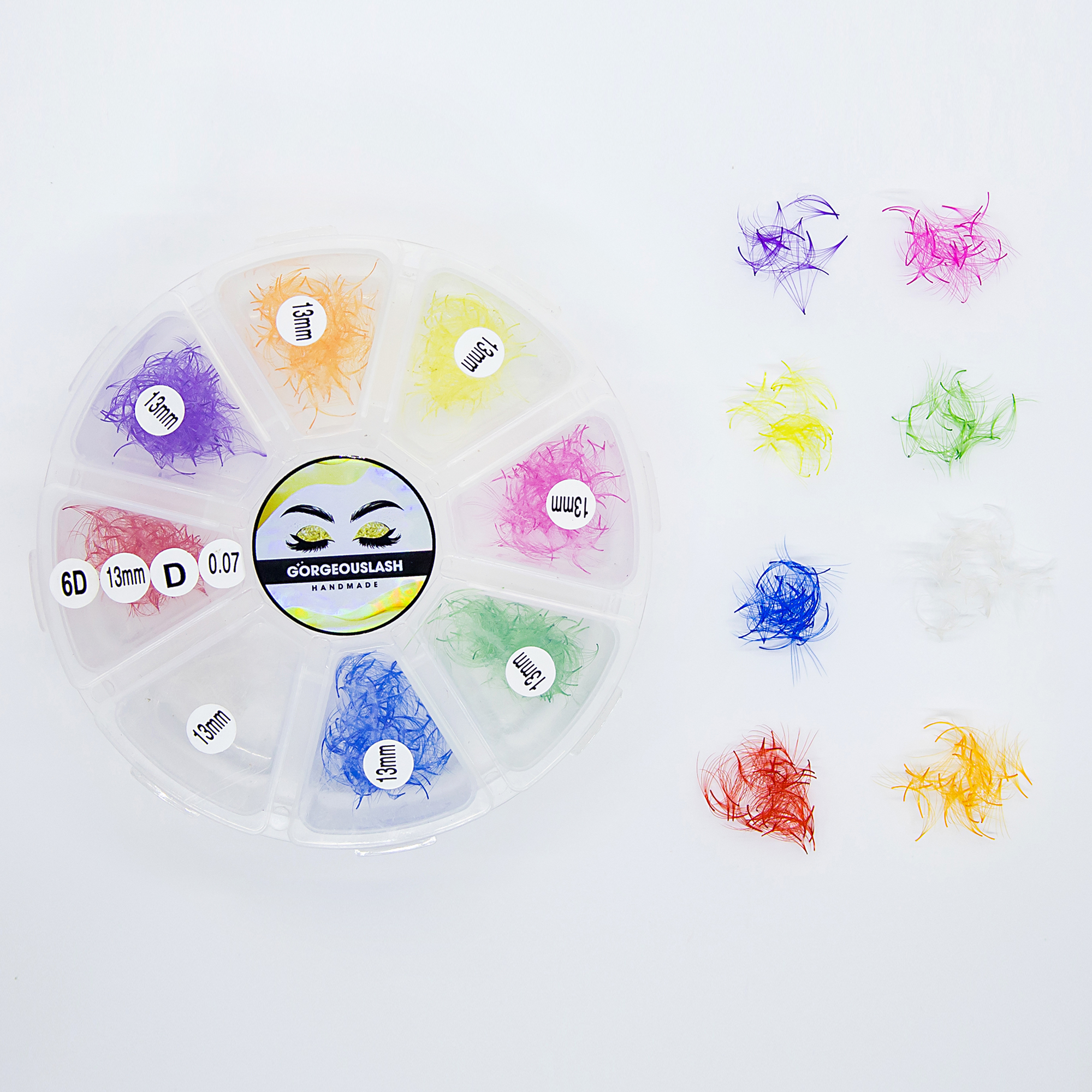 6D Bundle Color Lashes, 1000 Premade Volume Fans, Eyelash Extensions. Handmade! D Curl - 13mm