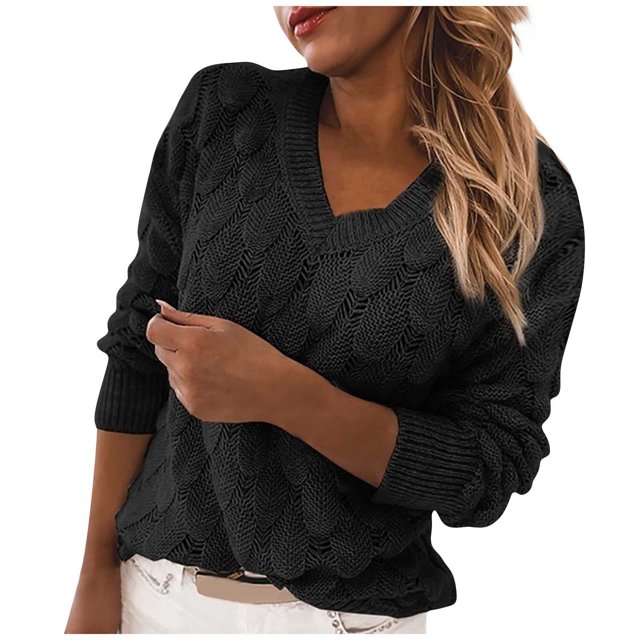 Gibobby Suéteres mujer, Suéteres de otoño para mujer, a rayas a la moda 2023, con cuello grande, túnica de punto(Negro,G)
