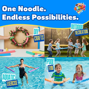 2 Pack Oodles Monster 55 Inch x 3.5 Inch Jumbo Swimming Pool Noodle Foam Multi-Purpose (Yellow)