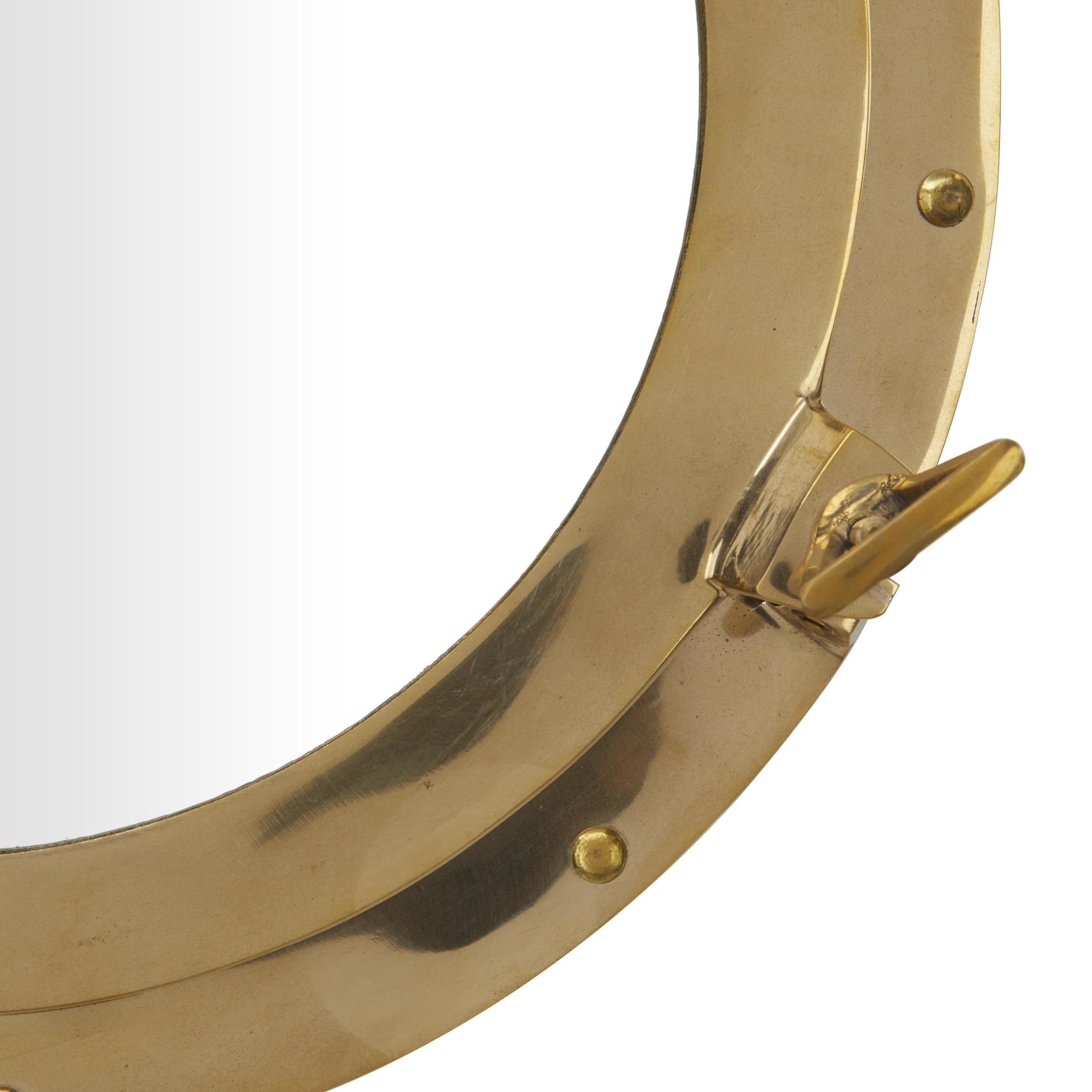 DecMode 15" x 15" Gold Sail Boat Wall Mirror with Port Hole Detailing