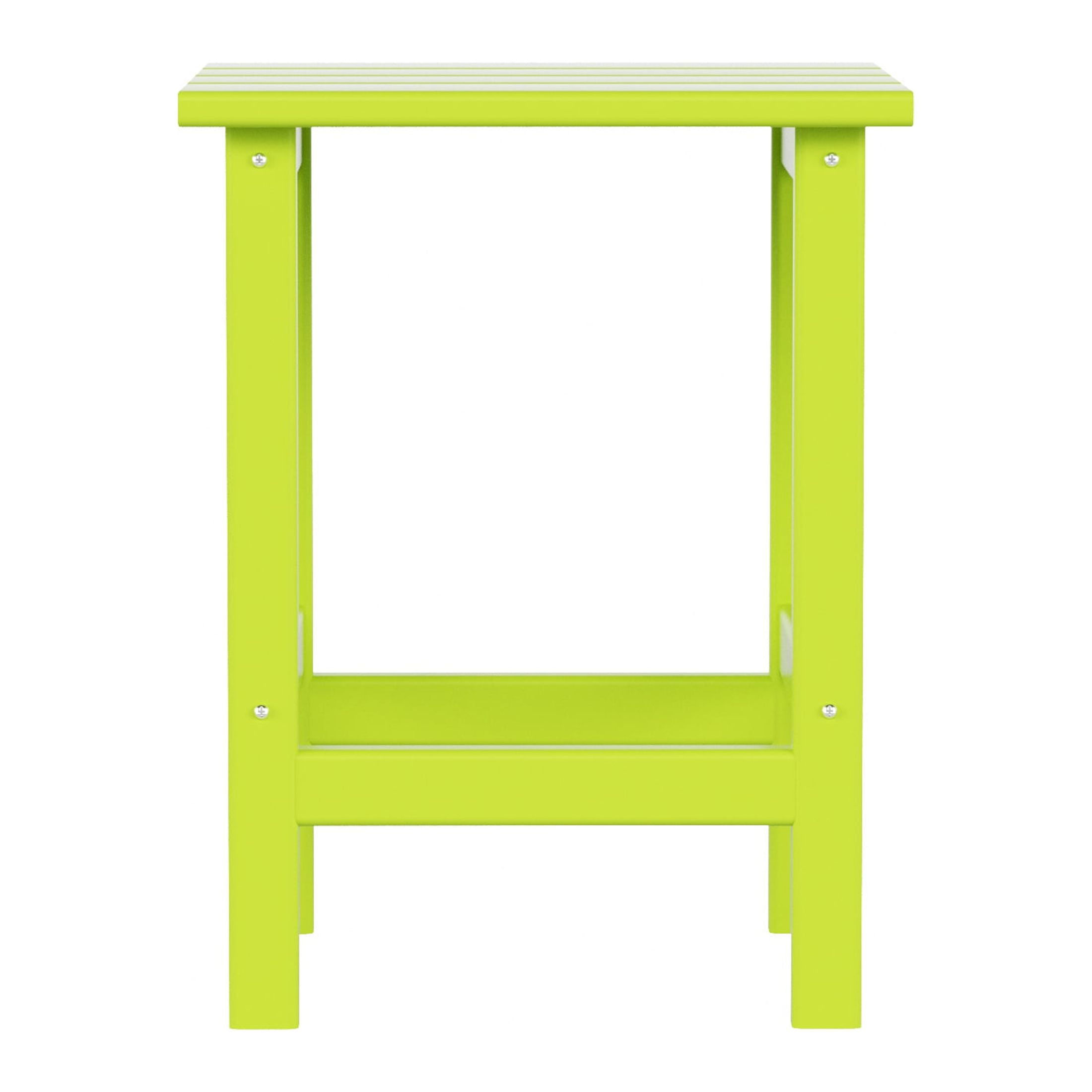 Polytrends  Laguna Hdpe All Weather Outdoor Patio Square Side Table Lime