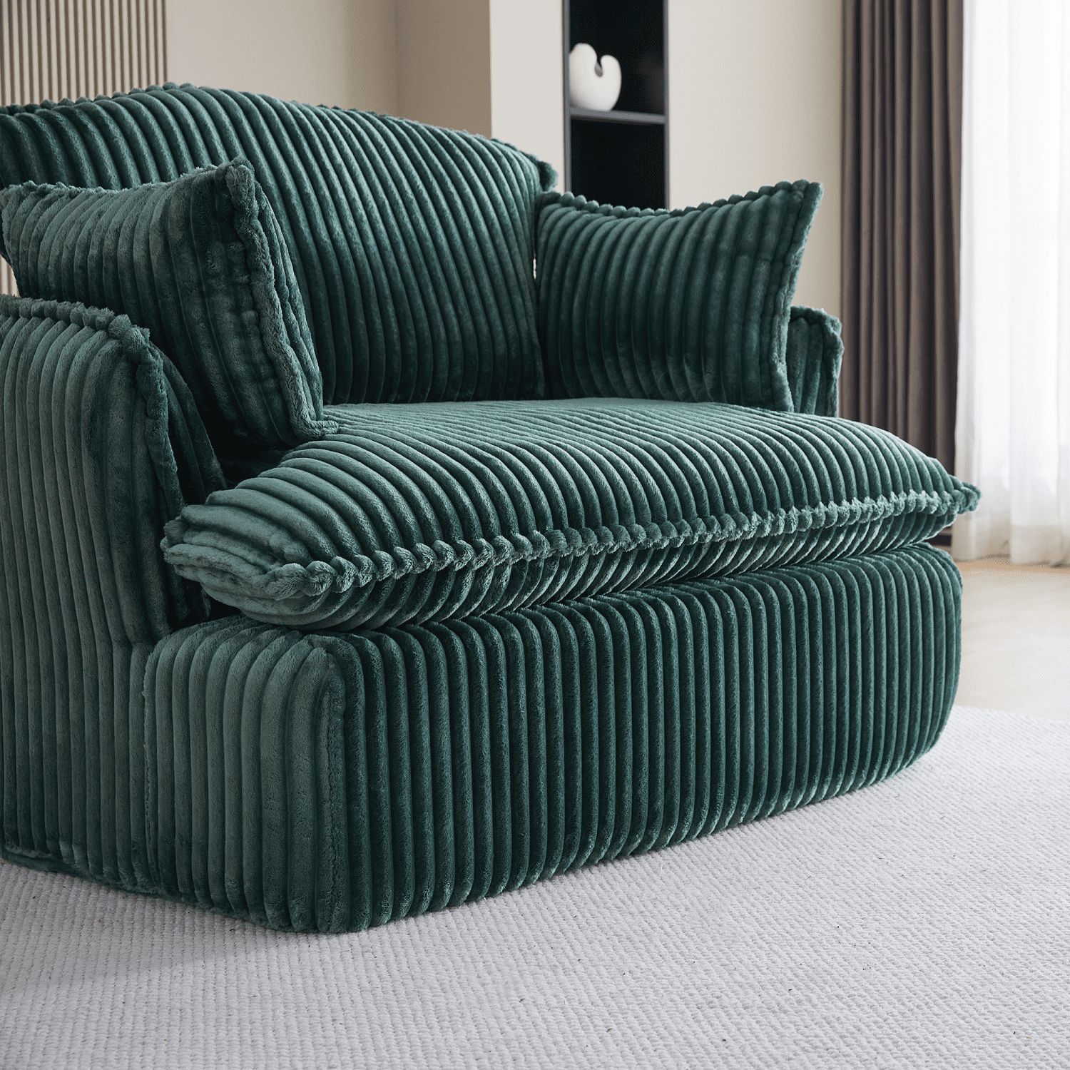Gewnee Convertible Corduroy Armchair with Ottoman - Modern Compressed for Small Spaces, Living Room