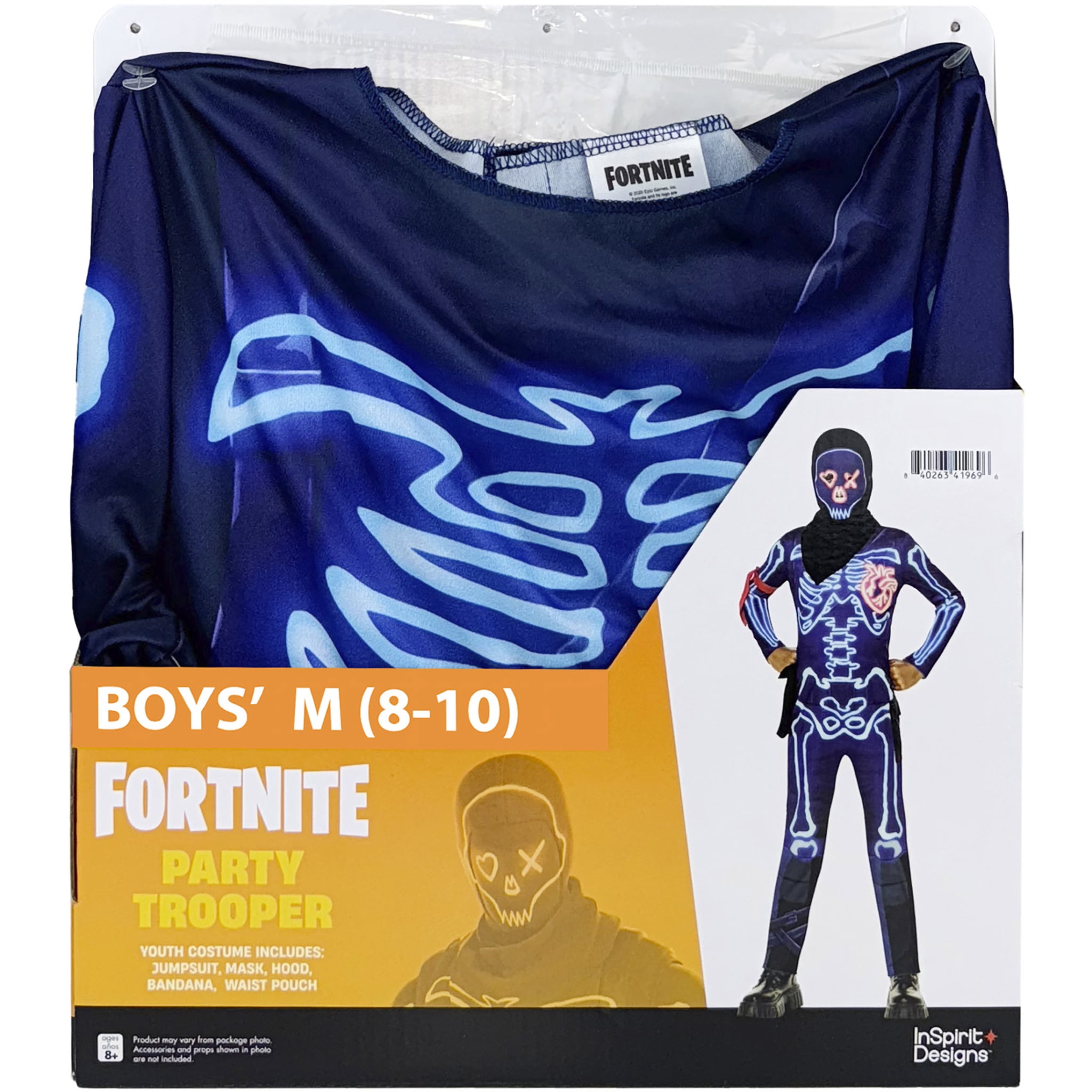 Fortnite Party Trooper Halloween Costume for Children, 5-Piece, Boys' Size M (8), by InSpirit Designs