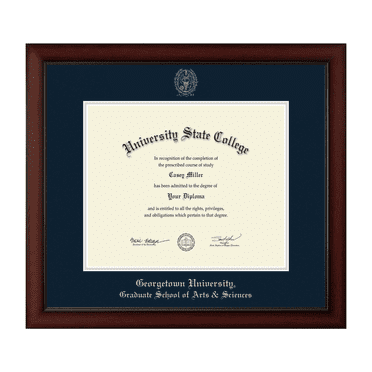 Framerly - Georgetown University Graduate School of Arts & Sciences 17w x 14h Diploma Frame - Fits a bachelor's, master's and phd - Gold Embossed Diploma Frame