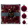 thumbnail image 2 of STPToys 44Pcs Christmas Burgundy Velvet Ornament Balls Assorted Sizes With Hanging Loops For Xmas Tree Holiday Home Decor, 2 of 9