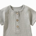 thumbnail image 4 of KPOPLK Baby Boy Polo Striped Rompers Summer Short Sleeve Ribbed Collared Outfit Pajama Infant Clothes 0-24 Months Size 12-18 Months,Grey, 4 of 4