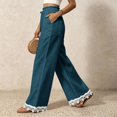 thumbnail image 5 of Women's Casual Wide Leg Sweatpants High Waist Baggy Pants with Pockets Drawstring and Lace Trim Patch Pockets for Everyday Wear, 5 of 5