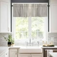 thumbnail image 3 of Beige Striped Kitchen Curtains, Midnight Blue Geometric Simple Retro 3-Piece Kitchen Curtain Valance and Tiers Set 36 Inch Length, Rod Pocket Half Window Curtains for Cafe Living Room Bathroom, 3 of 5