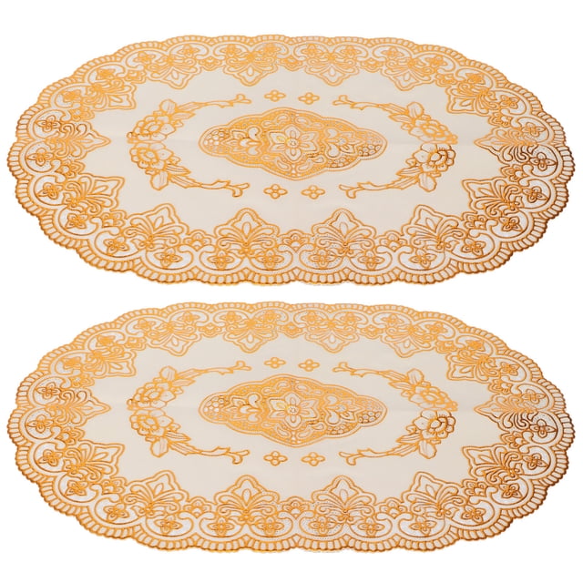 Tapete de mesa, tapete de mesa de PVC de 2 piezas, posavasos con adorno de boda, acabado de lujo