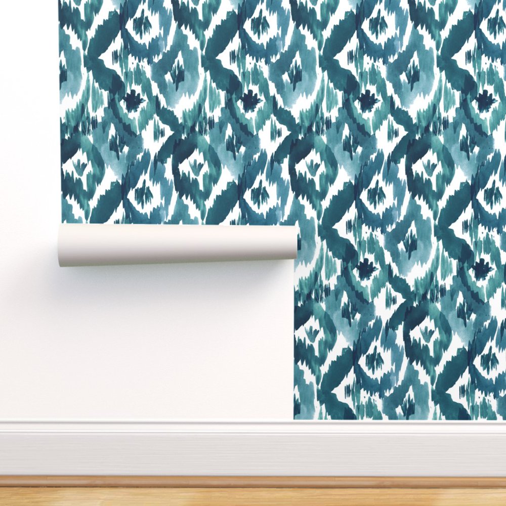Dark Teal Removable Wallpaper - Mid Century Modern Wallpaper