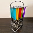 thumbnail image 4 of Gibson Santoro 20pc Colorful Stainless Steel Flatware Set w/Hanging Storage Rack, 4 of 4