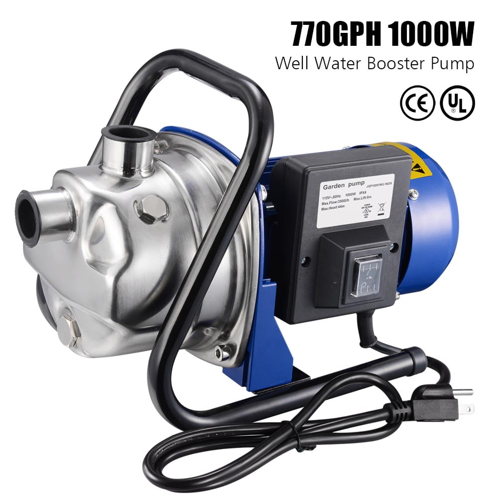 1000W Electric Water Booster Pump Stainless Steel Garden