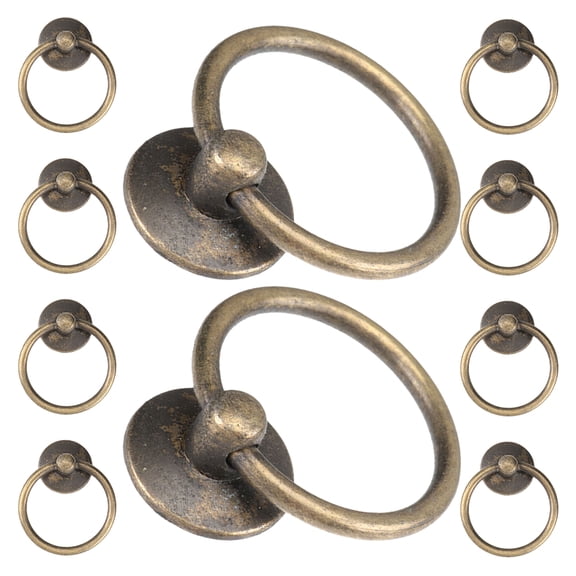 Luxshiny 10Pcs Single Hole Metal Drawer Pulls Ring Handles Plated Gold for Furniture Cabinet Doors