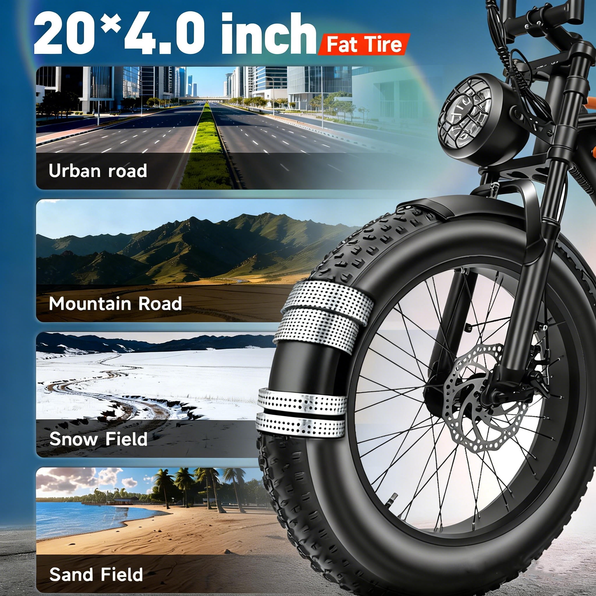 Electric Mountain Bicycles,750W Peak 1500W Motor,30MPH 60 Miles,720Wh Removable Battery,20 X 4.0 Fat Tire Ebikes for Adults,7 Speed,UL2849