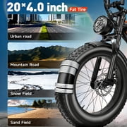 Electric Mountain Bicycles,750W Peak 1500W Motor,30MPH 60 Miles,720Wh Removable Battery,20 X 4.0 Fat Tire Ebikes for Adults,7 Speed,UL2849