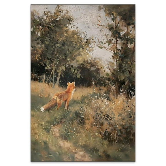 Forest Fox Poster Vintage Goth Moody Animal Wall Art Retro Mid Century Antique Oil Painting Canvas Prints for Farmhouse Living Room Wall Decor