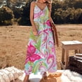 thumbnail image 2 of Vibrant Floral Paisley Fabric Design Pink Green White Fine Art Sleeveless Dress Summer Dress Woman 2025, 2 of 7