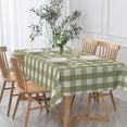 thumbnail image 2 of 60x84 Inch Plaid Linen Table Cloth for Rectangle Tables Green Striped Splicing Durable Tablecloths Farmhouse Checkered Boho Table Cover for Dining Room Outdoor Party Table Decor, 2 of 7