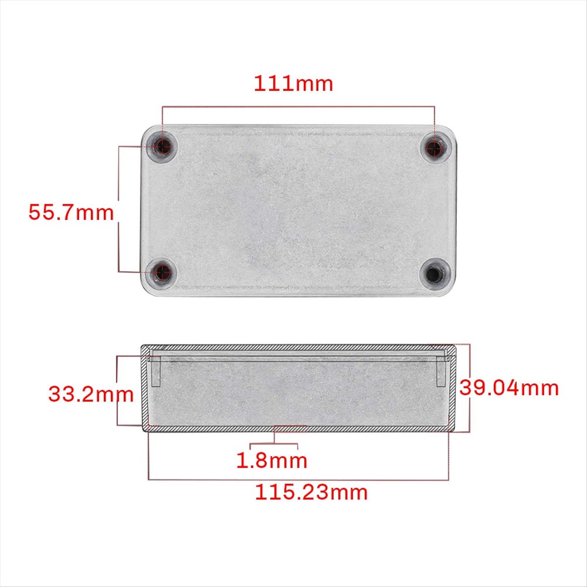 3PCS 125B/1590N1 Aluminum Guitar Effect Pedal Enclosure Metal Stomp Box Enclosure Unfinished 122x66x39.5mm with Rubber